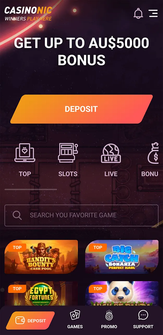 Visit the official Casinonic site to find the Android app link for download.