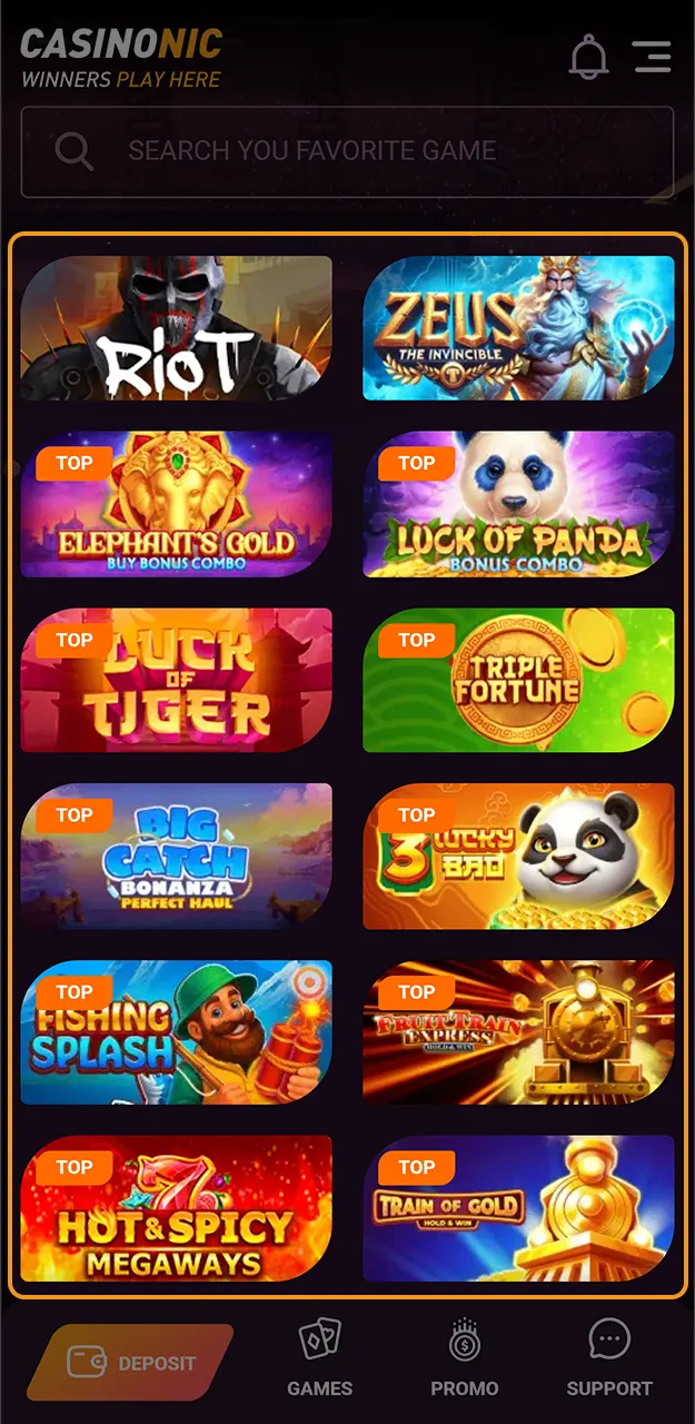 Pick your favorite pokies title at Casinonic and start spinning now.