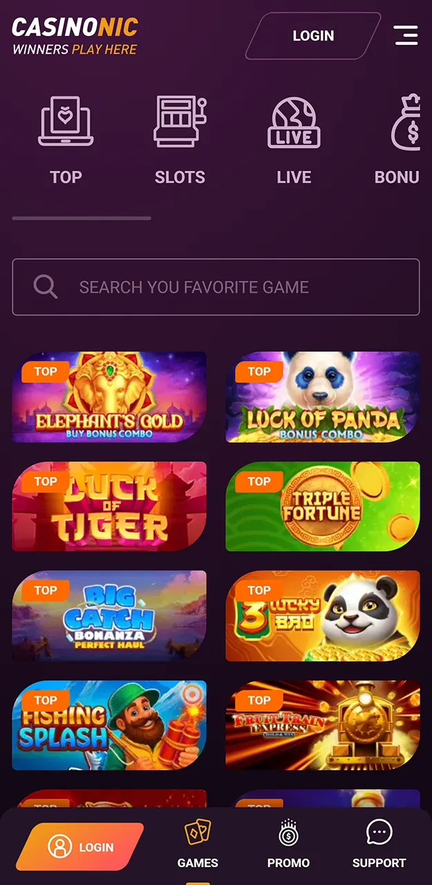 Play popular pokies in the Casinonic app.