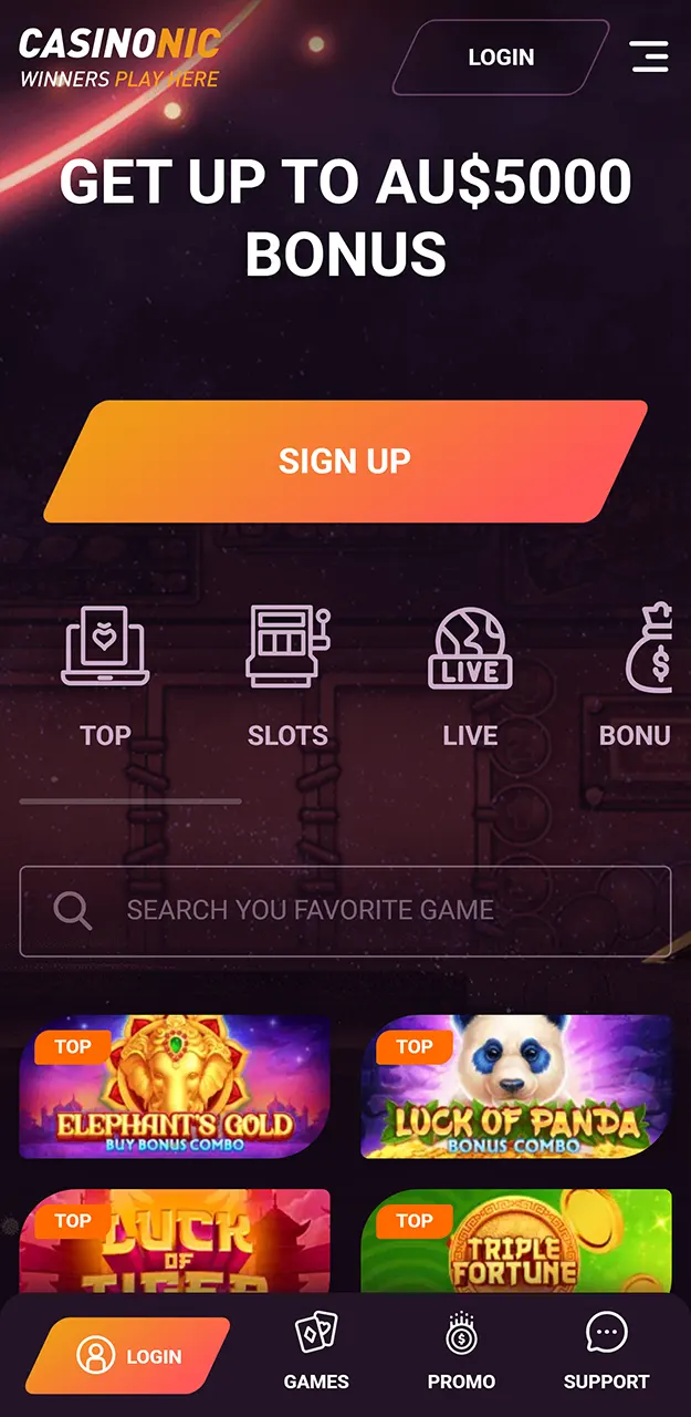 Download the Casinonic app and start playing.