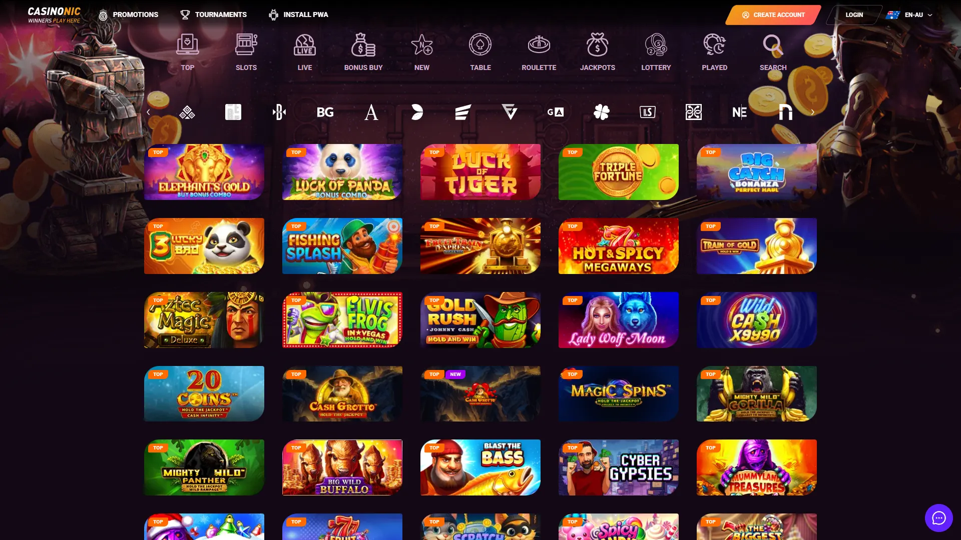Browse the extensive casino game collection at Casinonic.